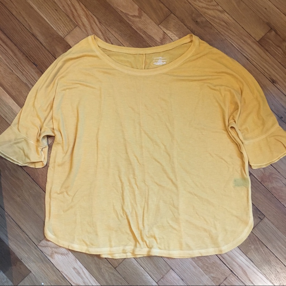 Lane Bryant mustard yellow top with bell sleeves